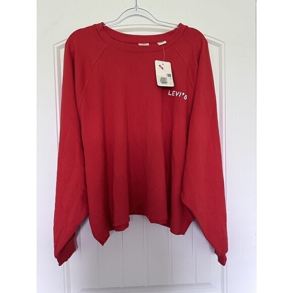 Levi's Women's Plus Size Comfy Cozy Sweatshirt & Jogger set Valiant Poppy 4X - Picture 5 of 12